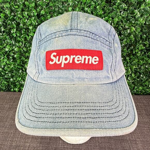 Supreme Other - Supreme Denim Washed Chino Twill Camp Cap Hat Jean Box Logo Made In USA Gift